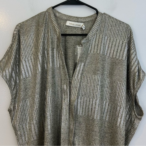 NWT Bishop + Young Blake Metallic Blouse From Anthropologie Size Medium - Picture 3 of 14